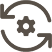 A black and white image of an arrow with a gear in the center.