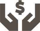 A stylized image of hands holding a dollar sign.